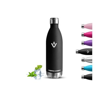 Termisk flaska, 1 liter vattenflaska, BPA-fri, vattenflaska i rostfritt stål, läckagefria, värmeisolerade, vakuumisolerade, metallflaska, lätt att bära, för sport, camping, fitness