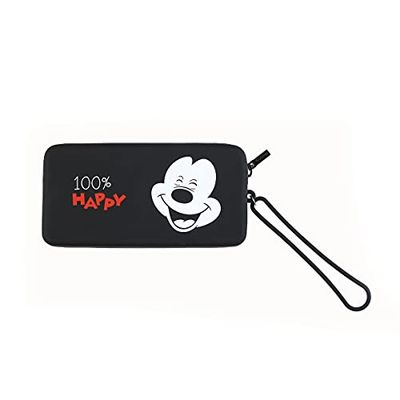 Disney Tech Pouch Universal Waterproof Silicone Case with Zip and Hanging Handle with Minnie Mouse Design on Red Background