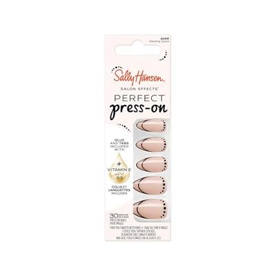 Sally Hansen Faux Ongles Salon Effects Perfect Press-On, 041 NEEDING SPACE, N'abîment pas vos Ongles Naturels, Manucure Rapide & Facile, Résultat Professionnel, Capsules Réutilisables.