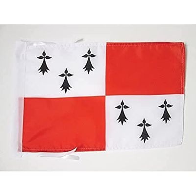 AZ FLAG - Drapeau Pays de Dol - 45x30 cm - Pavillon Bro-Zol en Bretagne 100% Polyester avec Deux Cordelettes - 20g
