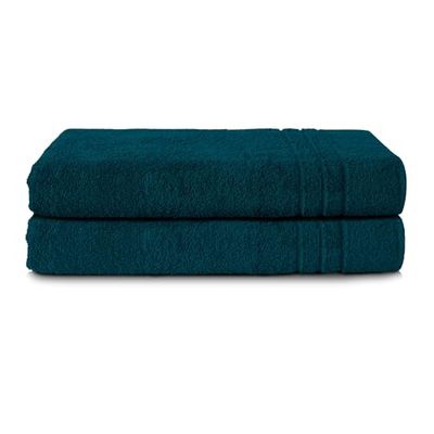 Komfortec Lot de 2 Serviettes de Sauna 80 x 200 cm 100% Coton XXL – Grandes Serviettes de Sauna Douces, à séchage Rapide, Petrole