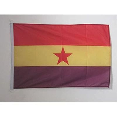 AZ FLAG - Drapeau Espagnol Républicain Etoile rouge Spécial Extérieur - 90x60 cm - Pavillon Nautique Espagne Républicaine En Maille Bloquée Avec Anneaux Plastiques Intégrés - 80g