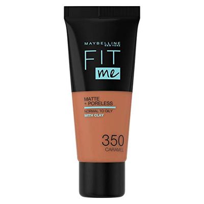 Maybelline Nova Iorque, base de maquilhagem que suaviza o seu tom Fit me! Mate e finaporos, cor: 350 caramelo