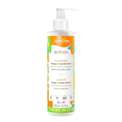 ACTIVILONG - Ti Milkshake Leave In Actikids - Senza risciacquo - Capelli ricci crespi - Dai 3 anni - Definit et hydrate - Ingredienti naturali - Vegan - Fragranza ipoallergenica - Made in France - 240