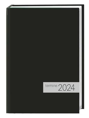 times&more Kalenderbuch 2024. Schwarzer Terminkalender mit flexiblem Umschlag. Handlicher Wochenplaner. Taschenkalender 2024 zum Planen von Terminen.