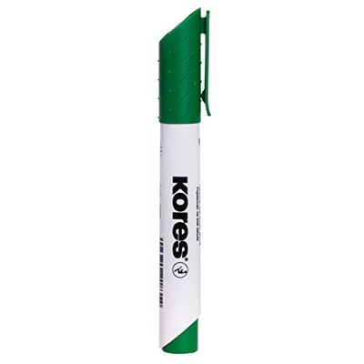 Kores - K-Marker XW2 : Marqueurs verts pour tableaux blancs avec pointe biseautée, effaçable à sec et encre à faible odeur, fournitures scolaires et de bureau, lot de 12