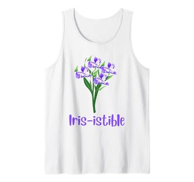 Divertente Iris fiore gioco di parole acquerello fiore bouquet blu fiore Canotta