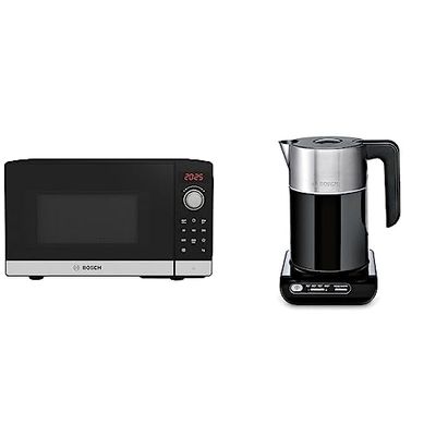 Bosch Serie 2 FFL023MS2B Freestanding microwave, 44 x 26 cm, Stainless steel & Styline TWK8633GB Variable Temperature Cordless Kettle, 1.5 Litres, 3000W - Black