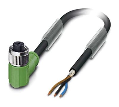 PHOENIX CONTACT SAC-3P-1.5-PUR/M12FR SH Sensor/actuatorkabel, 3-polig, A codering, M12-bus gehoekt, 1,5 m kabellengte, zwart/grijs