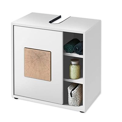 Stella Trading Greece, sottolavabo Applicazioni, mobiletto da Bagno con Molto Spazio, ingegnerizzato, Bianco/Legno di Cervo, 60 x 60 x 35 cm