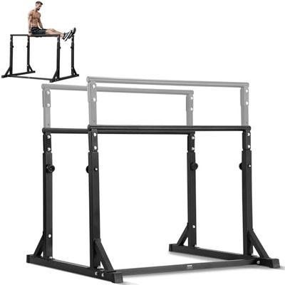 VEVOR Drążek do dipów, pojemność 362 kg, wysoka siła do zanurzania z regulowaną wysokością, stabilizator do treningu fitness, paralletka push-up, równoległe drążki do treningu siłowego, domowej