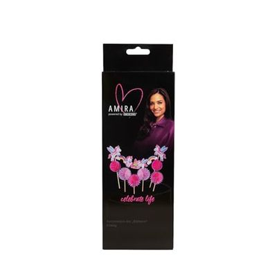 AMIRA powered by decocino – Juego de decoración para tartas de unicornio, 5 piezas, ideal para cumpleaños, fiestas, cumpleaños infantiles, JGA, velas, banderines, unicornio, rosa, purpurina, amor