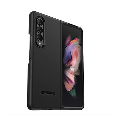 OtterBox Thin Flex skal för Samsung Galaxy Z Fold3 5G, stöttåligt, fallsäkert, tunt skal i två delar, testad till militärstandard, för vikbara telefoner, Svart