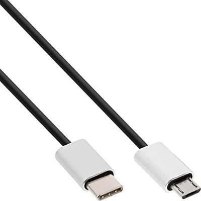 InLine® USB 2.0 cable – Type C Plug to Micro-B Plug/Aluminium Flexible black Black 1.5 m