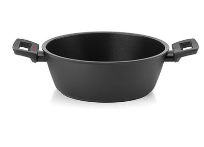 Guzzini - Casseruola in alluminio con doppi manici, antiaderente, 24 cm, Nero "COOK&PLUS"