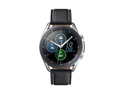 Samsung Galaxy Watch 3 Smartwatch Bluetooth, behuizing 45 mm, staal, lederen band, valherkenning, sportbewaking, accu 340 mAh, IP68, zilver (Mystic Silver) [Italiaanse versie]