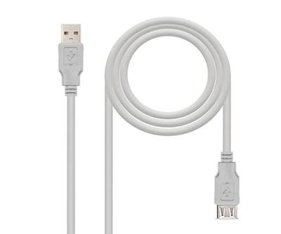 Watio Wave Cable USB - prolongador USB 2.0 macho a hembra de 3m, color beige, ideal para conexiones de dispositivos electrónicos y transferencia de datos.