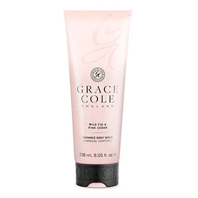 Grace Cole Wild Fig & Pink Cedar Exfoliating Body Scrub 238ml Refreshing Hydrating - Essential Oils - Vegan and Cruelty Free, No SLS or Parabens - Made In England