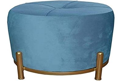Repose-Pieds Dkd Home Decor Bleu Polyester métal doré 38 x 38 x 34 cm