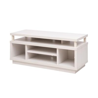 Iris Ohyama, TV-meubel / TV-meubel met 5 open planken / TV tot 43, Massief hout, Kabelgaten, Kantoor, Woonkamer - TV Cabinet Middle - OTS-100M - Witte eik