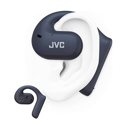 JVC Nearphones, écouteurs True Wireless, Design Oreilles Libres, Water Proof (IPX4) pour Le Running, Micro Fonction Mute, Autonomie 17H, Bluetooth 5.1, HA-NP35T-A (Bleu)