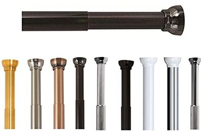Spirella, Barre tringle pour rideau de douche ou baignoire extensible sans perçage en Alu, Modèle KRETA, Résistant aux rayures, Fixation télescopique extensible à volonté, 125-220 cm, Noir Titan