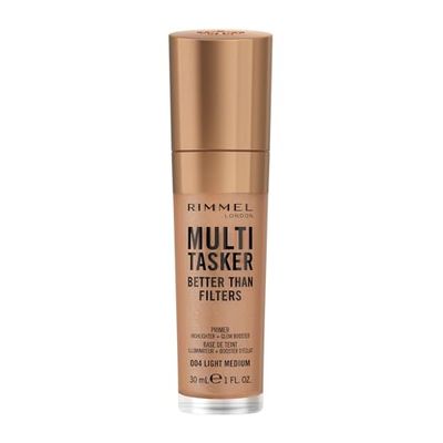 Rimmel Multi-Tasker Better Than Filters, 004 Light Medium, Primer, Glow Booster Illuminante, Formula Vegana, Leggera, Antietà, Pigmenti che Riflettono la Luce, Maxi Applicatore Soft-Touch, 30ml (1oz)