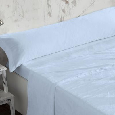 Burrito Foglio Bianco Set 3 Pezzi Coralina (Piano Cottura, 1 Federa e Lenzuolo di sotto Regolabile) per Letto Singolo 90x190 cm a 90x200 cm, Blu Celeste