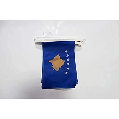 AZ FLAG - Guirlande Drapeau Kosovo - 12 Mètres Avec 20 Drapeaux Kosovard De 45x30 cm - Fanions 100% Polyester - 200g