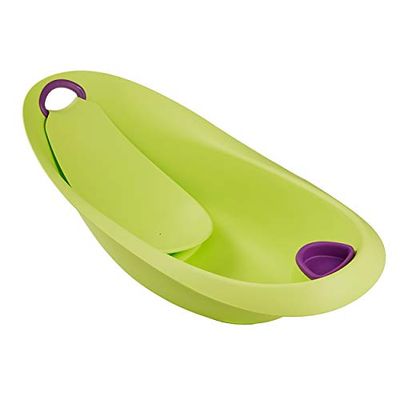 keeeper Banheira ergonómica com alças macias, hippo, tampa e assento anatómico, de 0 a 6 meses, natalia, verde