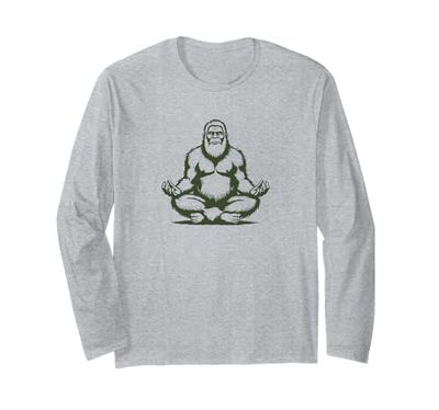 Yoga Squatch Minimalist Mindfulness Bigfoot Sasquatch Manga Larga