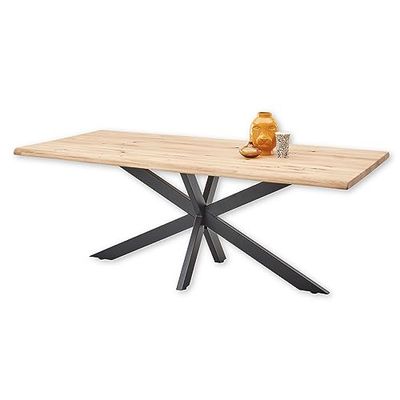 Stella Trading TOM Borde de Madera Maciza de Roble – Mesa Estructura de Metal para tu Comedor, 200 x 76 x 100 cm