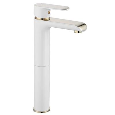 Rea BLOOM RUBINETTO LAVABO ALTO IN ORO BIANCO Miscelatore da bagno in ottone monocomando rubinetto regolabile caldo e freddo (bianco/oro)