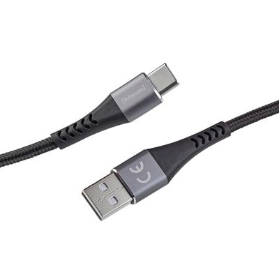 Intenso A315C USB-A till USB-C-kabel, 60 W snabbladdning, 1,5 m, för iPhone, Samsung Galaxy, Macbook, bärbar dator, iPad, svart