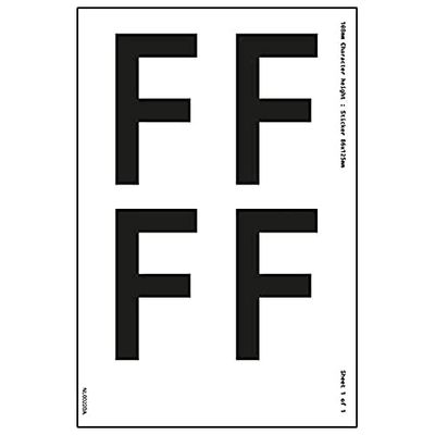 V Safety One Letter Sheet - F - 9 mm Character Height - 300 x 200 mm - Self Adhesive Vinyl