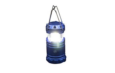 Lanterne de camping bleue à LED avec ouverture verticale + piles AAA.