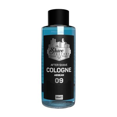The Shave Factory Aftershave Cologne for Men – Aegean 500ml Glass Bottle – Crisp, Refreshing and Warm Fragrance – Rich Blend of Citrus and Woody Scent – ​​Soothes Irritation, Refreshes Skin