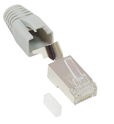 Good Connections RJ45 Netwerkstekker - Cat. 6A / 500 MHz - 50er Spaarset - SCHERMD - voor Cat. 7, Cat. 6A, Cat.6 kabel - 50µ vergulde contacten - voor patch- en installatiekabels - GRIJS