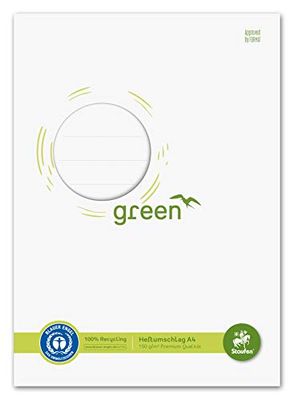 Staufen Staufen Green 794004600 Exercise Book Cover with Labelling Field DIN A4 150 g/m² Recycled Paper Perfect Protection for Exercise Books Colour White Pack of 10