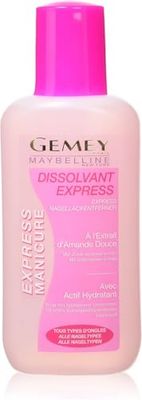 Maybelline New York - Dissolvant Express Manucure - Hydratant et avec Acétone - À l'extrait d'amande douce - 125 ml
