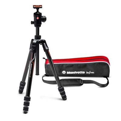 Manfrotto MKBFRTC4GTA-BH - Tripé de viagem Befree GT, Twist Lock com rótula de bola e bolsa para câmaras sem espelho Sony, DSLR, CSC com fibra de carbono leve, carga máxima de 12 kg