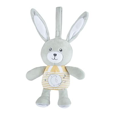 Chicco Conejito Stardust, Osito de Peluche, Juguete para Sillita o Cuna, Tejido Suave, con Luz Suave y Música Clásica, Práctica Correa, Lavable a Máquina, Juguete Suave para Recién Nacido 0 Meses