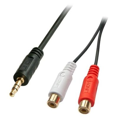 Lindy 35678 cabo de áudio 0,25 m 2 x RCA 3,5 mm preto, vermelho, branco - Cabos de áudio (2 x RCA, Macho, 3,5 mm, feminino, 0,25 m, preto, vermelho, branco)
