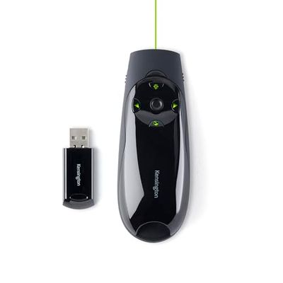 Kensington K72426EU Presenter Expert - Presentador Inalámbrico con USB, Puntero Láser Verde y Control de Cursor, Compatible con Windows y Macos, Alcance 45 m