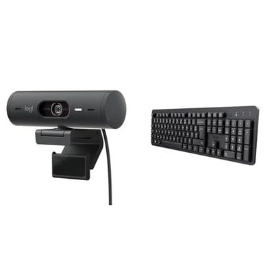 Logitech Brio 500 Full & Trust ODY II Draadloos toetsenbord, stil,