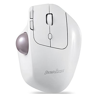 perixx PERIMICE-720 - Mouse ergonomico trackball wireless 2,4 GHz e Bluetooth, angolo regolabile, livello 2 DPI, bianco