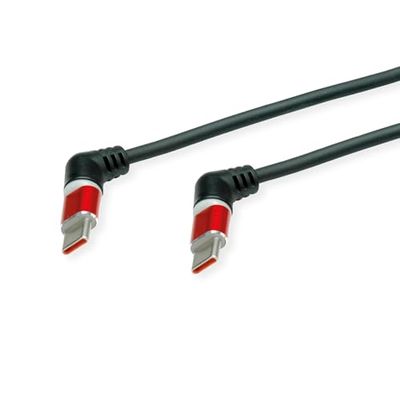 ROLINE Câble USB 2.0, Type-C - Type-C, St/St, Rotation 360°, Noir/Rouge, 1 m