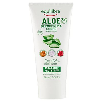 Equilibra Corpo, Aloe 3+ Dermocrema Corpo, Crema Corpo Idratante a Base di Aloe Vera, Svolge un'Azione Lenitiva, Tonificante, Protettiva e Rinfrescante sulla Pelle del Corpo, 150 ml