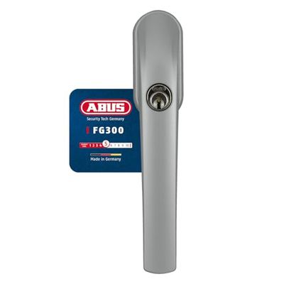 ABUS Tirador de ventana con cerradura FG300 AL0125 – Pomo de ventana con cilindro de presión, cierre uniforme, nivel de seguridad ABUS 5 – 89945 – Acero inoxidable