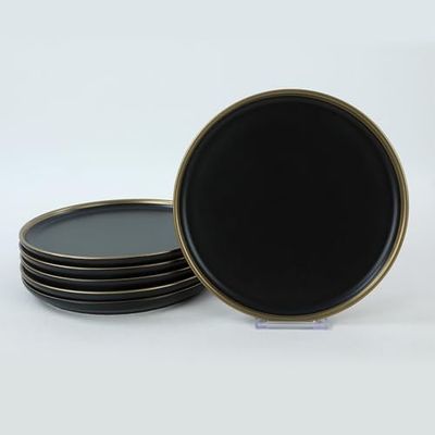 Set de Platos de Postre (6 Piezas) loza negro y dorado